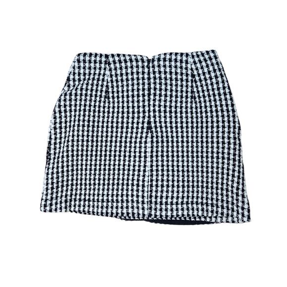 Maeve by Anthropologie Skirt Womens Size 2 Houndstooth Black & White Mini - Picture 3 of 5